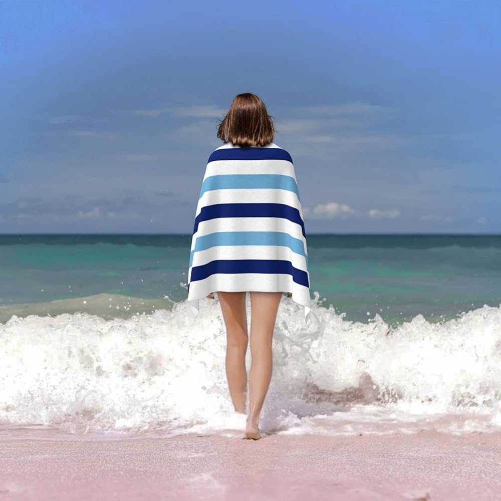 Amazon.com: Unoopler Blue Stripe Beach Towel Quick Dry